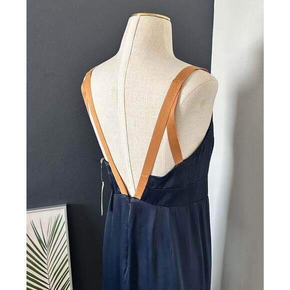 BY ANTHROPOLOGIE Sweetheart Side Slit Slip Open Back Midi Dress Satin - Picture 9 of 12